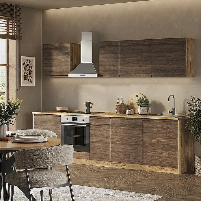 Küchenzeile R-Line 280 cm Tabak-Walnuss Art.-Nr. 70586 - 