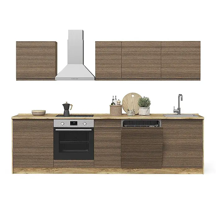 Küchenzeile R-Line 280 cm Tabak-Walnuss Art.-Nr. 70586 - 