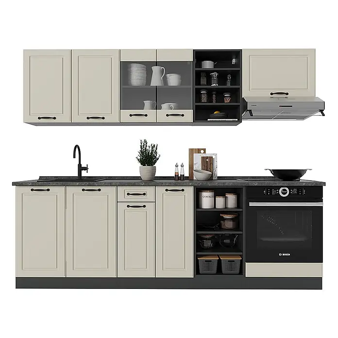Küchenzeile R-Line 240 cm Sand Landhaus Art.-Nr. 70855 - 
