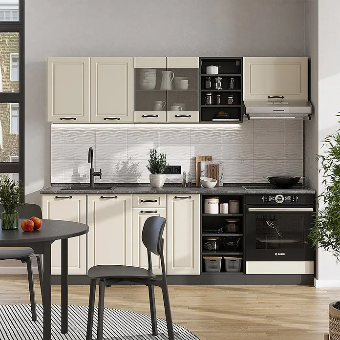 Küchenzeile R-Line 240 cm Sand Landhaus Art.-Nr. 70855 - 