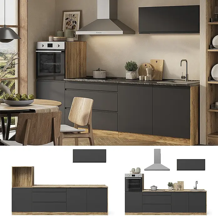 Küchenzeile R-Line 280 cm Anthrazit Art.-Nr. 70608 - 