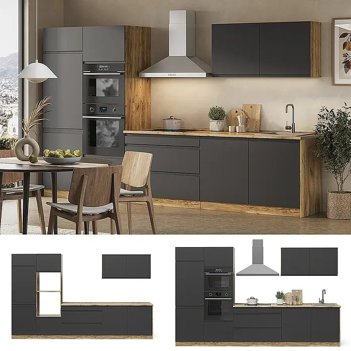 Küchenzeile R-Line 340 cm Anthrazit Art.-Nr. 70596 - 