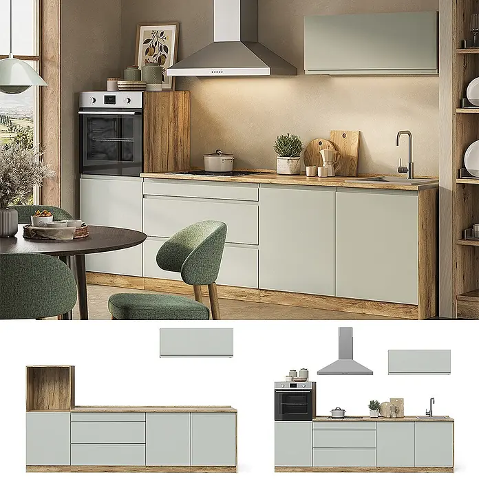 Küchenzeile R-Line 280 cm Pastellgrün Art.-Nr. 70609 - 