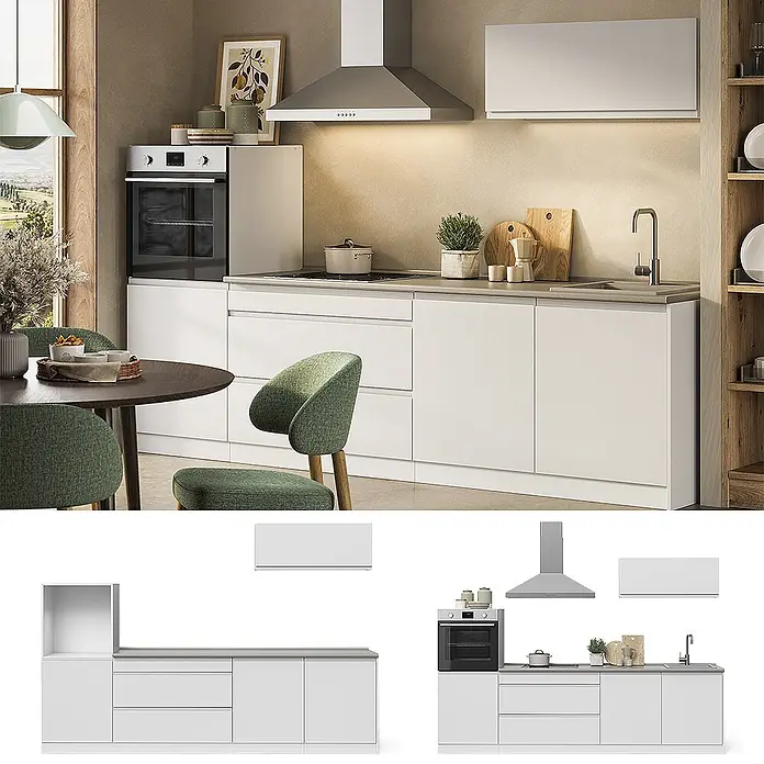 Küchenzeile R-Line 280 cm Weiß Art.-Nr. 70615 - 