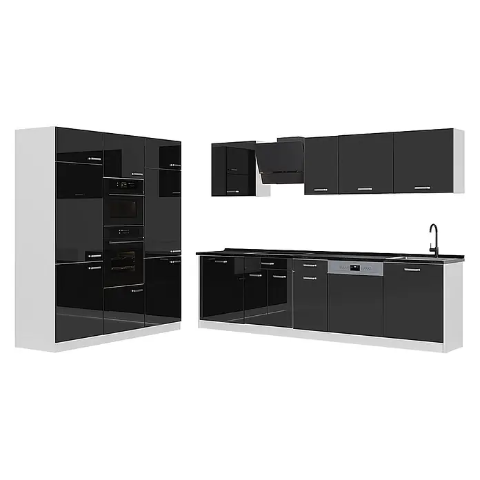 Küchenzeile R-Line 180 cm Schwarz Hochglanz Art.-Nr. 66242 - 
