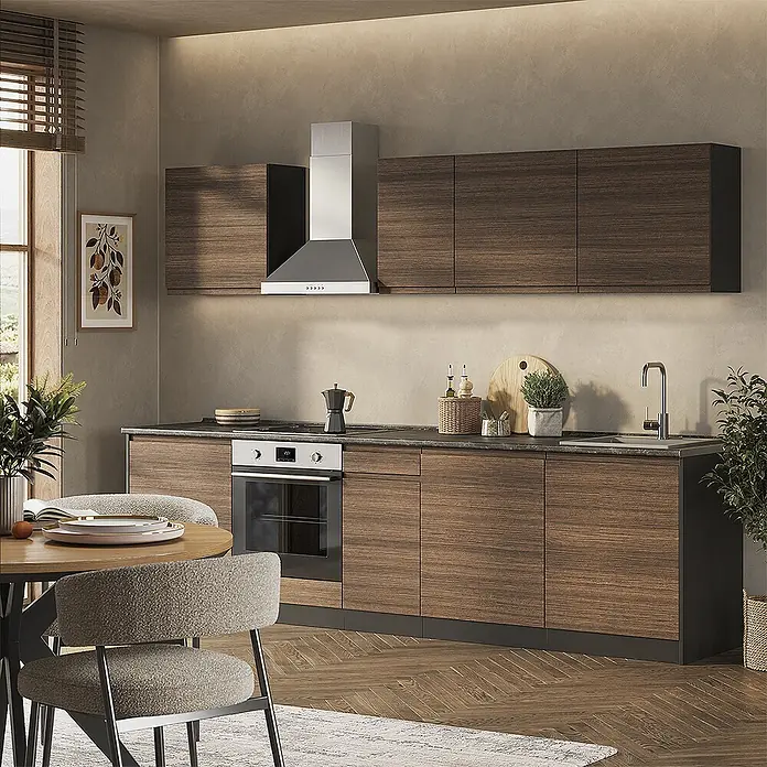 Küchenzeile R-Line 280 cm Tabak-Walnuss Art.-Nr. 70582 - 