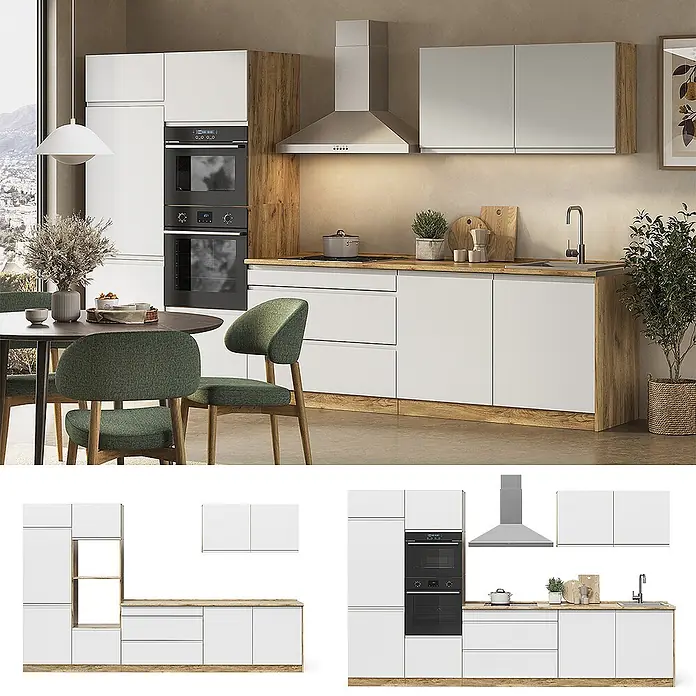 Küchenzeile R-Line 340 cm Weiß Art.-Nr. 70599 - 
