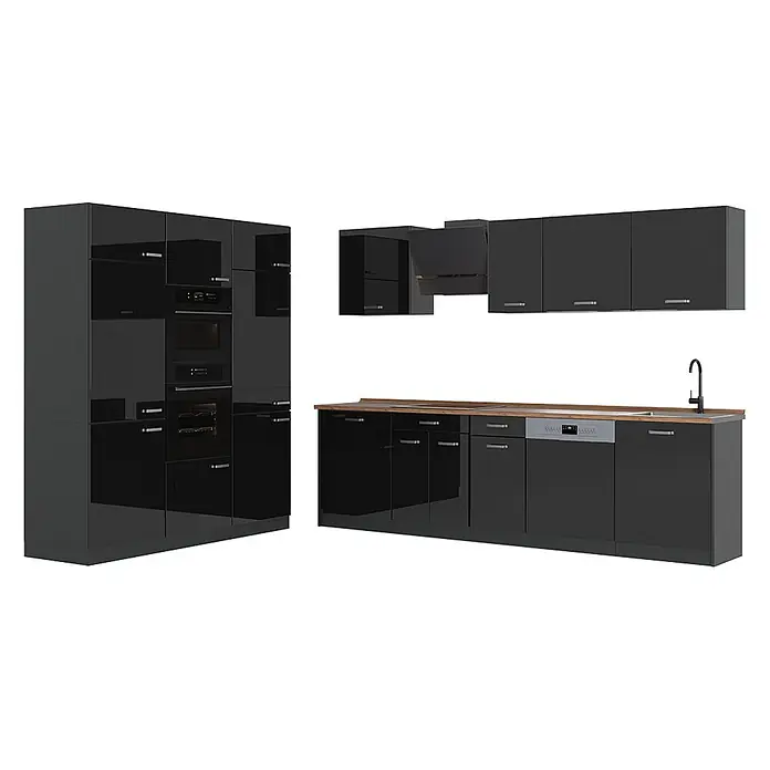 Küchenzeile R-Line 180 cm Schwarz Hochglanz Art.-Nr. 66215 - 