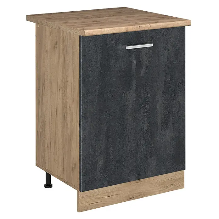 Küchenunterschrank R-Line 60 cm Schwarz Beton Art.-Nr. 72192 - 