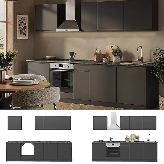 Küchenzeile R-Line 280 cm Anthrazit Art.-Nr. 70580 - 