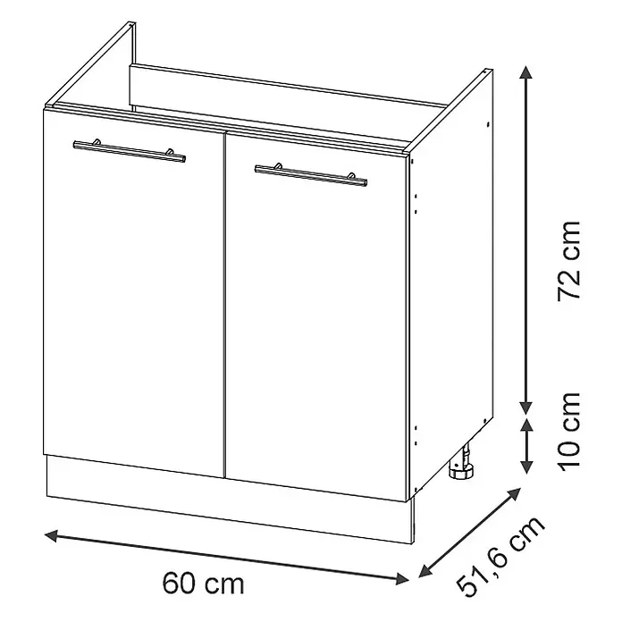 Spülenunterschrank Fame-Line 60 cm Anthrazit-Gold Landhaus Art.-Nr. 65076 - 