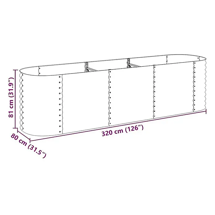 vidaXL Garten Hochbeet 320x80x81 cm Verzinkter Stahl Silbern - 