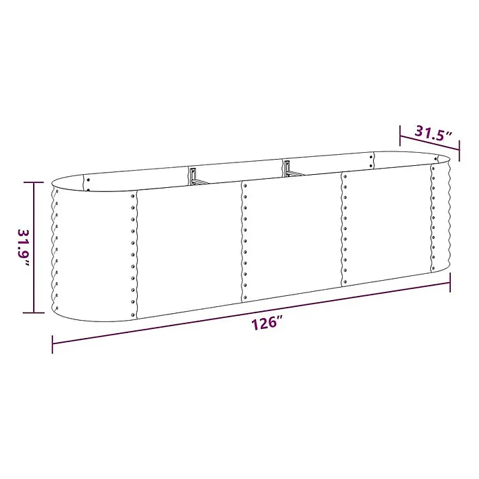 vidaXL Garten Hochbeet 320x80x81 cm Verzinkter Stahl Silbern - 