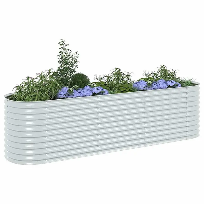 vidaXL Garten Hochbeet 320x80x81 cm Verzinkter Stahl Silbern - 