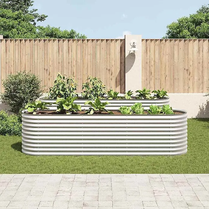 vidaXL Garten Hochbeet 320x80x81 cm Verzinkter Stahl Silbern - 