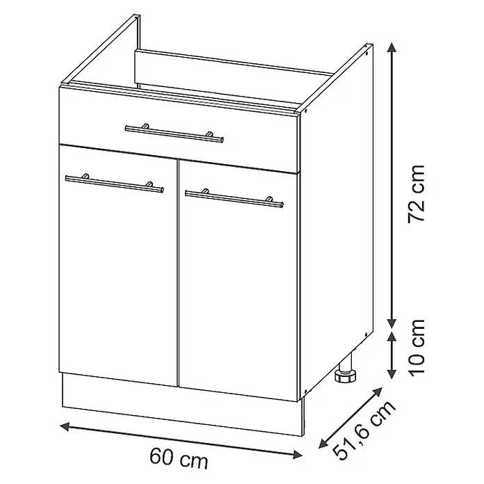 Küchenunterschrank Fame-Line 60 cm Dunkelgrau Art.-Nr. 60971 - 