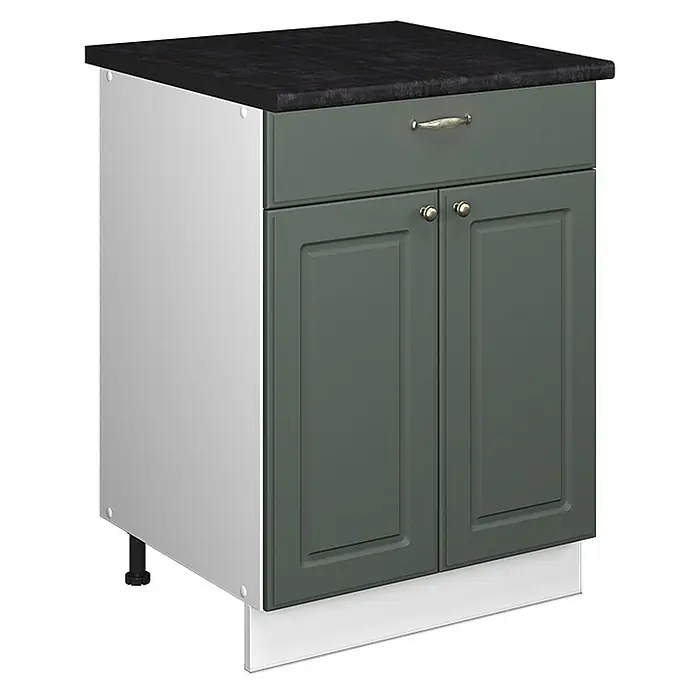Küchenunterschrank Fame-Line 60 cm Grün-Gold Landhaus Art.-Nr. 60962 - 