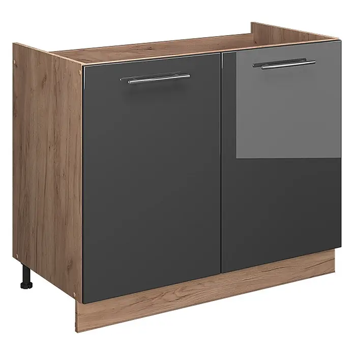 Spülenunterschrank Fame-Line 100 cm Anthrazit Hochglanz Art.-Nr. 61605 - 