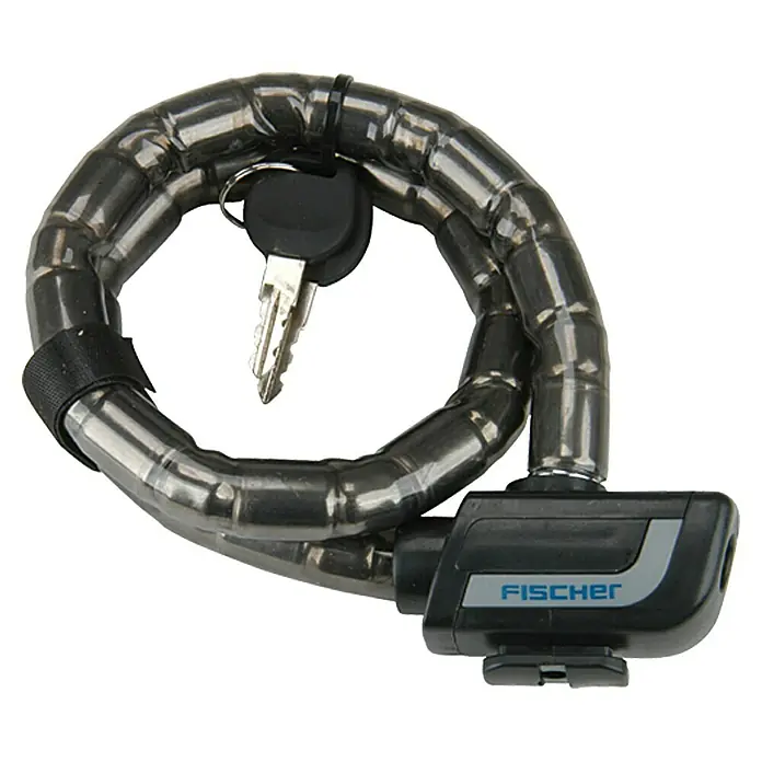 Fischer Gliederschloss - Länge: 70 cm, Sicherheitsstufe: Level 6, Durchmesser: 18 mm - Fahrradschloss von Fischer, ein robustes Kettenschloss mit Schlüssel für erhöhte Sicherheit beim Abstellen Ihres Fahrrads.