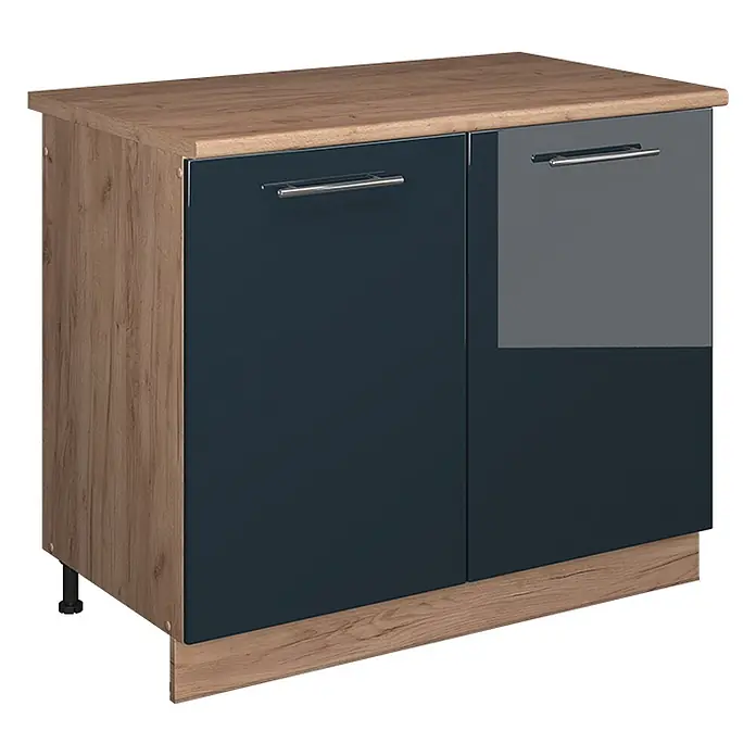 Spülenunterschrank Fame-Line 100 cm Dunkelblau Hochglanz Art.-Nr. 61969 - 