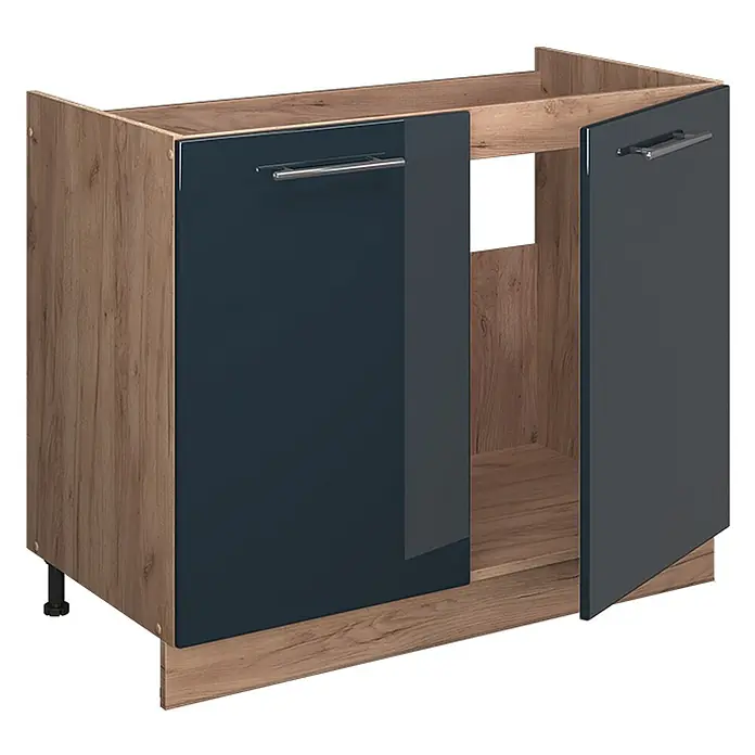 Spülenunterschrank Fame-Line 100 cm Dunkelblau Hochglanz Art.-Nr. 61609 - 