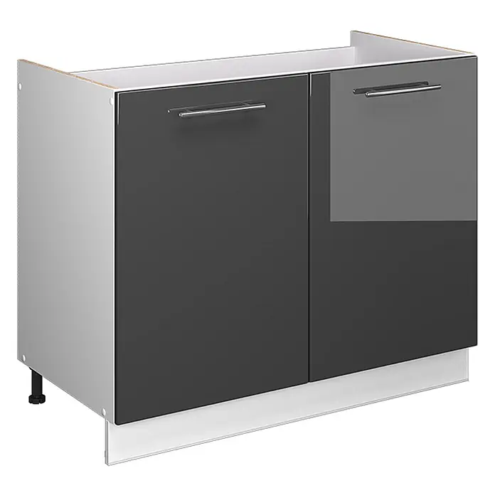 Spülenunterschrank Fame-Line 100 cm Anthrazit Hochglanz Art.-Nr. 61587 - 