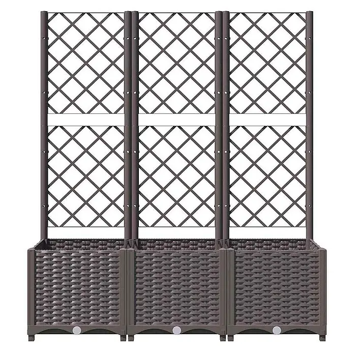 vidaXL Garten Pflanzgefäß mit Spalier Braun 120 x 40 x 136 cm PP - 