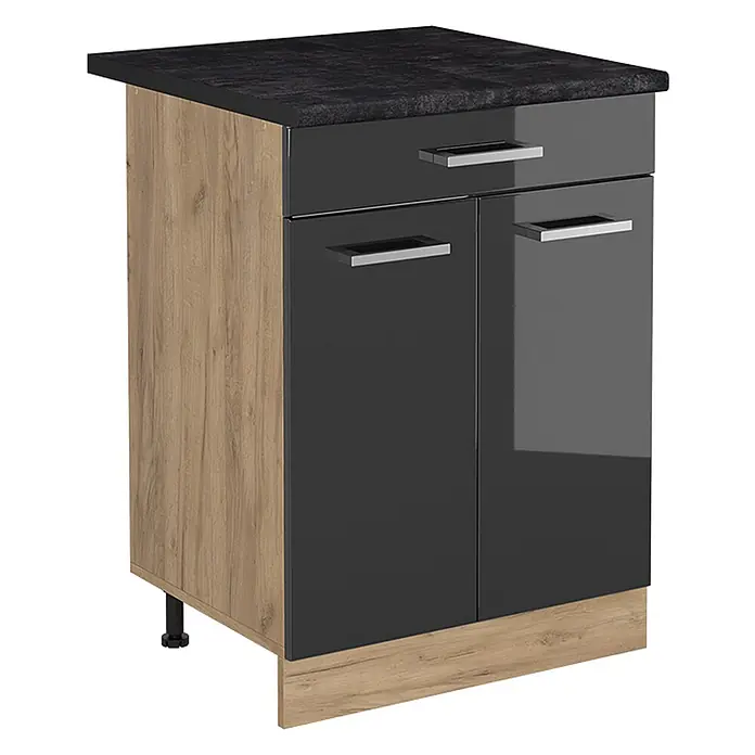 Küchenunterschrank R-Line 60 cm Anthrazit Hochglanz Art.-Nr. 61189 - 