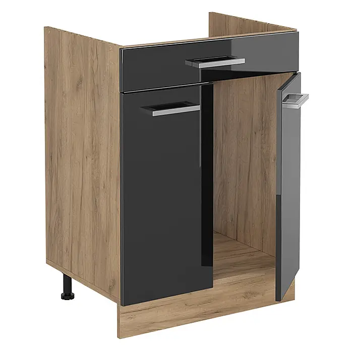 Küchenunterschrank R-Line 60 cm Anthrazit Hochglanz Art.-Nr. 61189 - 