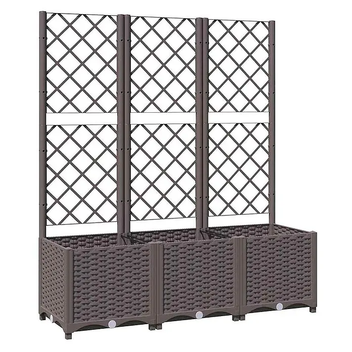 vidaXL Garten Pflanzgefäß mit Spalier Braun 120 x 40 x 136 cm PP - 