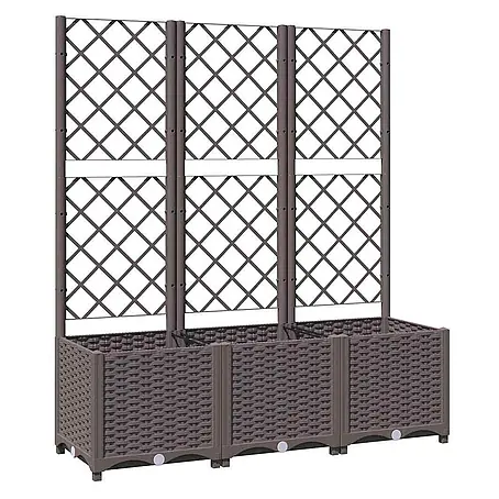 vidaXL Garten Pflanzgefäß mit Spalier Braun 120 x 40 x 136 cm PP
