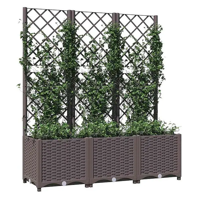 vidaXL Garten Pflanzgefäß mit Spalier Braun 120 x 40 x 136 cm PP - 