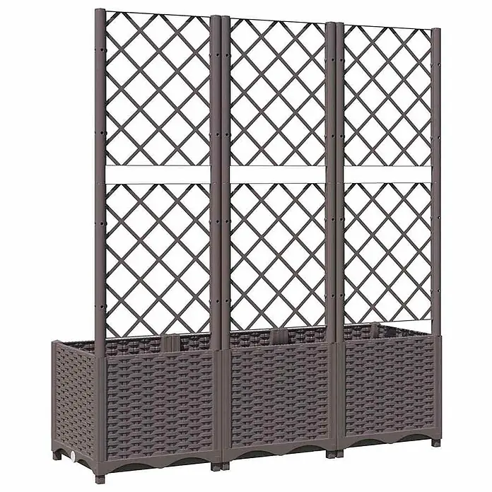 vidaXL Garten Pflanzgefäß mit Spalier Braun 120 x 40 x 136 cm PP - 