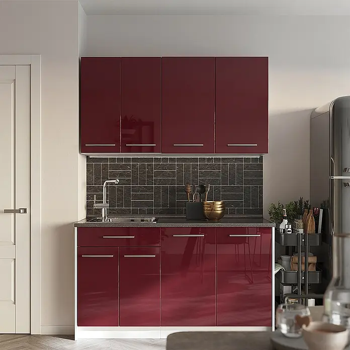 Küchenunterschrank Fame-Line 60 cm Bordeaux Hochglanz Art.-Nr. 60954 - 