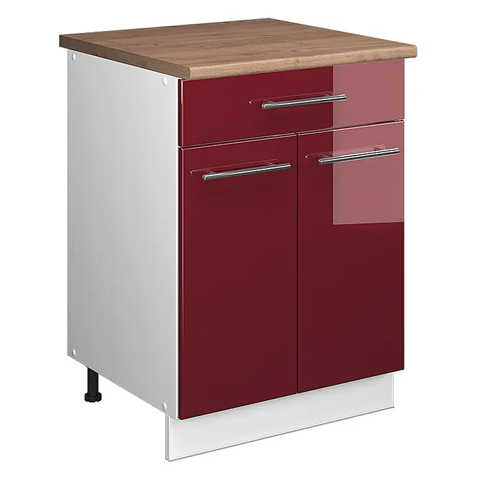 Küchenunterschrank Fame-Line 60 cm Bordeaux Hochglanz Art.-Nr. 60954 - 