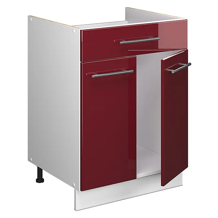 Küchenunterschrank Fame-Line 60 cm Bordeaux Hochglanz Art.-Nr. 60954 - 