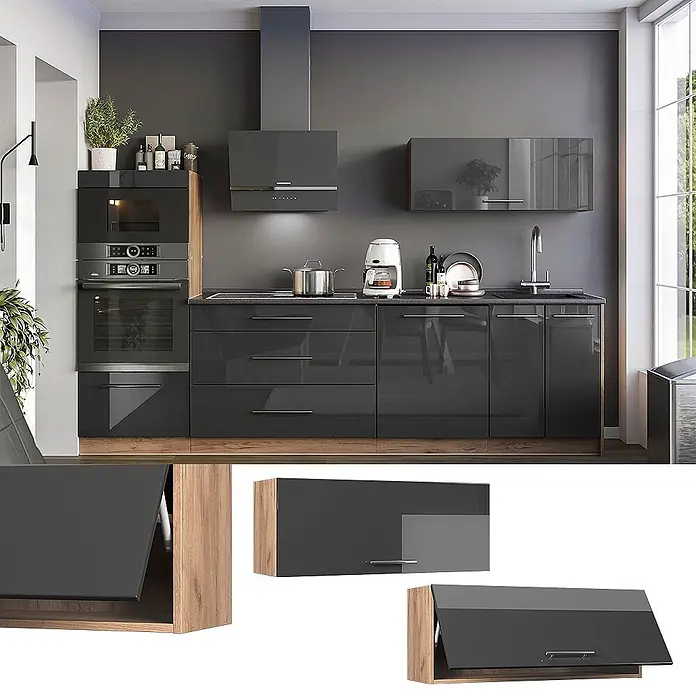 Hängeschrank Fame-Line 100 cm Anthrazit Hochglanz Art.-Nr. 61578 - 