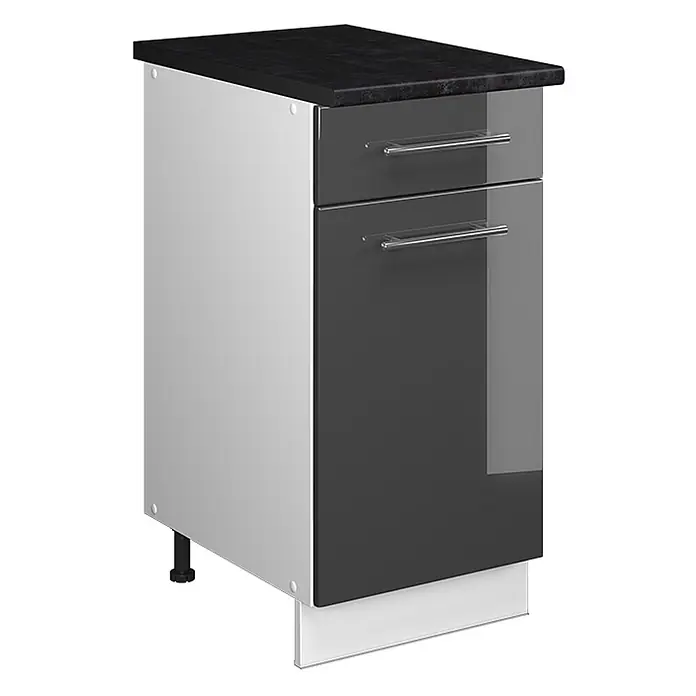 Küchenunterschrank Fame-Line 40 cm Anthrazit Hochglanz Art.-Nr. 60899 - 