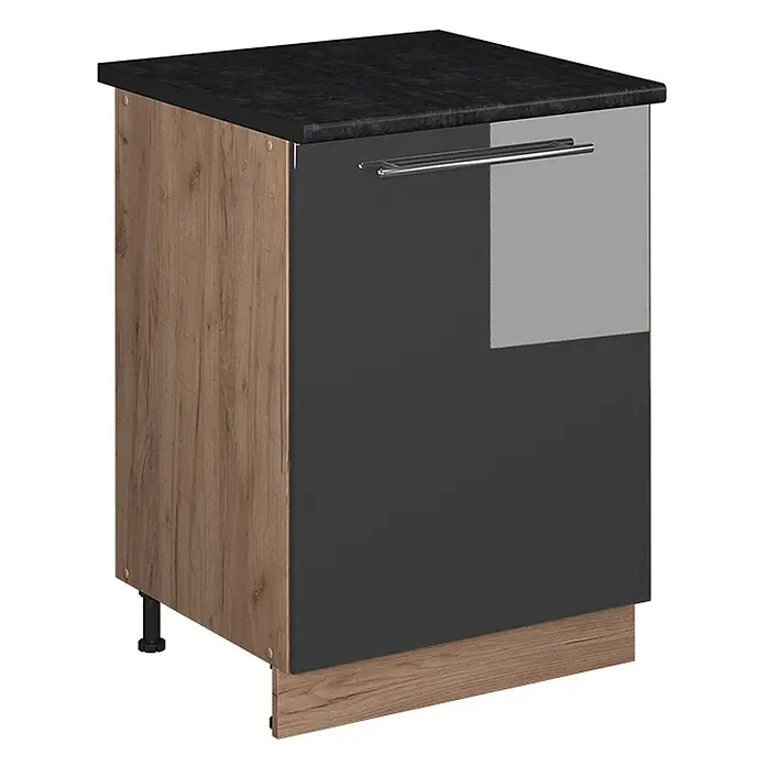 Küchenunterschrank Fame-Line 60 cm Anthrazit Hochglanz Art.-Nr. 65186 - 