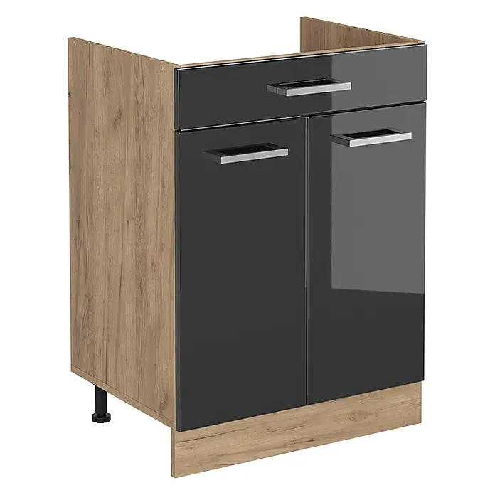 Küchenunterschrank R-Line 60 cm Anthrazit Hochglanz Art.-Nr. 61188 - 
