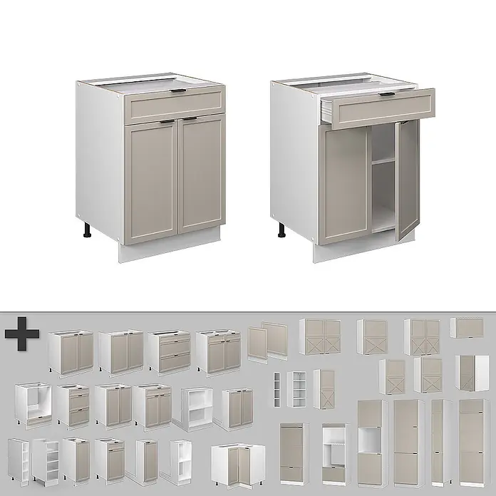 Küchenunterschrank Fame-Line 60 cm GrauBeige Art.-Nr. 60959 - 