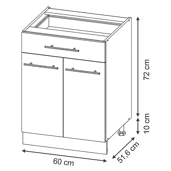 Küchenunterschrank Fame-Line 60 cm GrauBeige Art.-Nr. 60959 - 