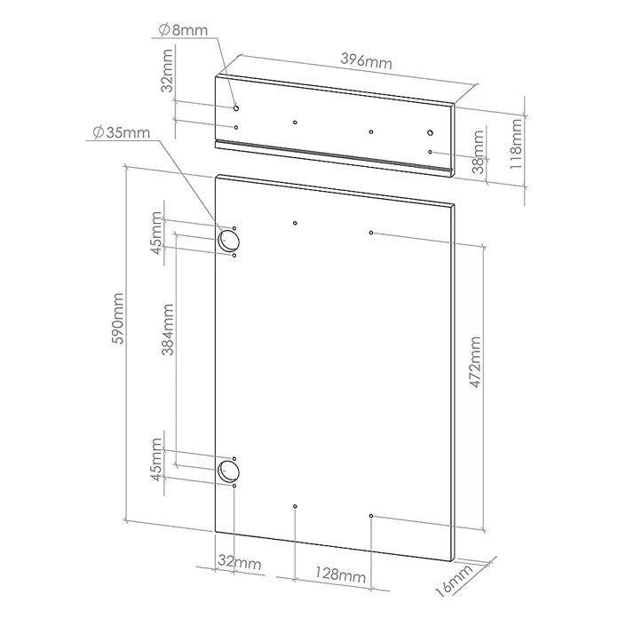 Küchenfront R-Line 39.6 cm Beton Art.-Nr. 30206 - 