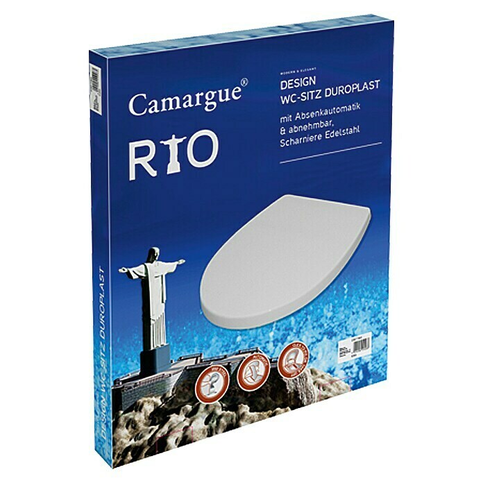 Camargue Rio Tapa de WC (Caída amortiguada, Desmontable, Duroplast, Blanco)