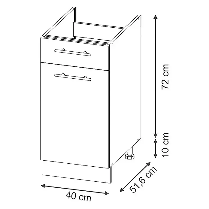 Küchenunterschrank Fame-Line 40 cm Dunkelgrau Art.-Nr. 60916 - 