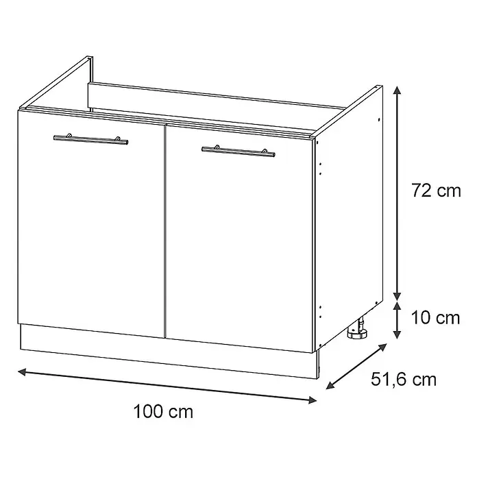 Spülenunterschrank Fame-Line 100 cm Anthrazit Hochglanz Art.-Nr. 61929 - 