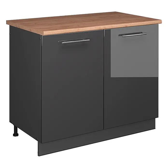 Spülenunterschrank Fame-Line 100 cm Anthrazit Hochglanz Art.-Nr. 61930 - 