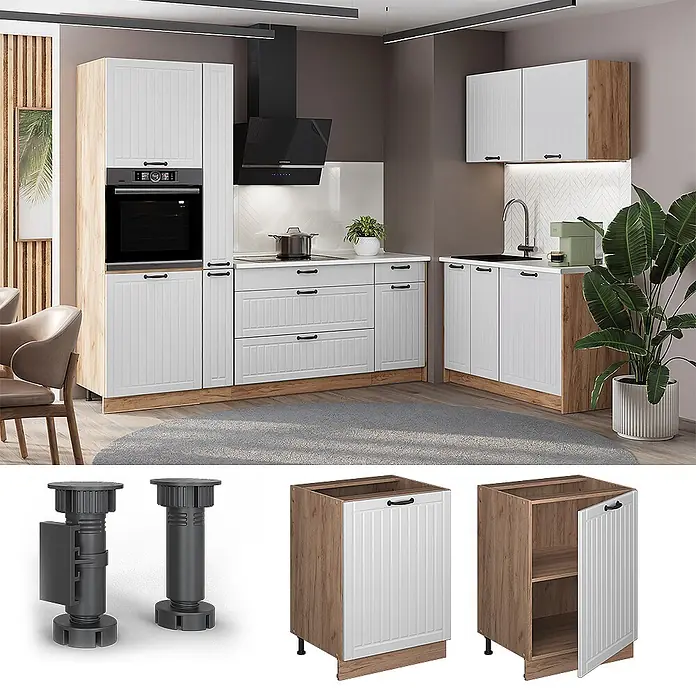 Küchenunterschrank Fame-Line 60 cm Weiß Landhaus Art.-Nr. 65216 - 