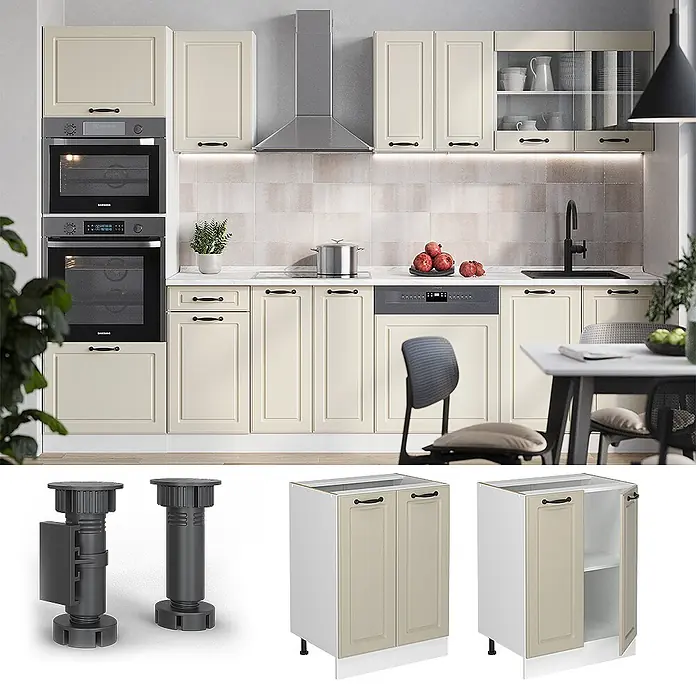 Küchenunterschrank R-Line 60 cm Sand Landhaus Art.-Nr. 71196 - 