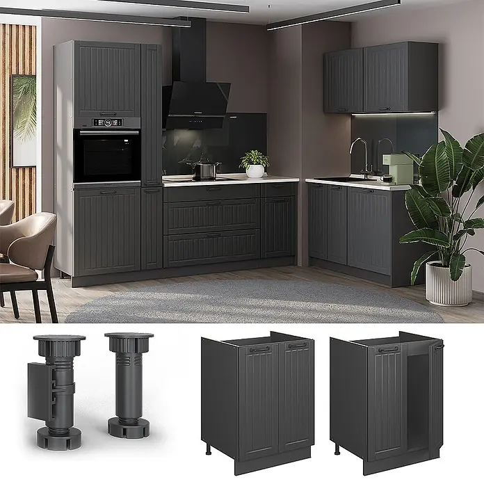 Spülenunterschrank Fame-Line 60 cm Dunkelgrau Art.-Nr. 65267 - 